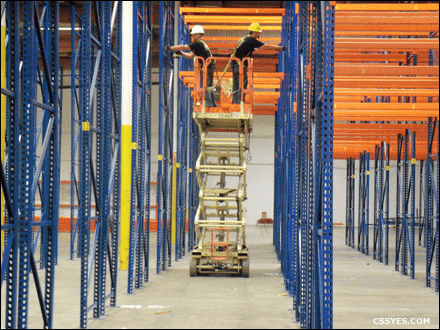 Professional warehouse racking installation crew
