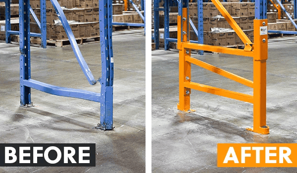 Before and after rack repair with Demotech-certified kit